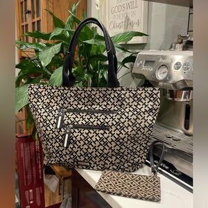 Tommy Hilfiger Monogram Tote Bag With Wristlet